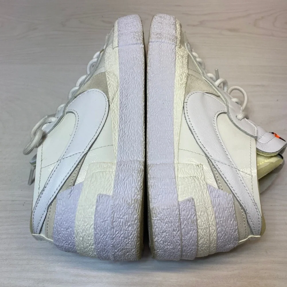 Nike Mens 10 Blazer Low Sacai White Patent Leather DM6443-100 Sneaker Streetwear
